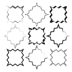 Set of abstract decorative frames in black and white. Artistic and geometric design.