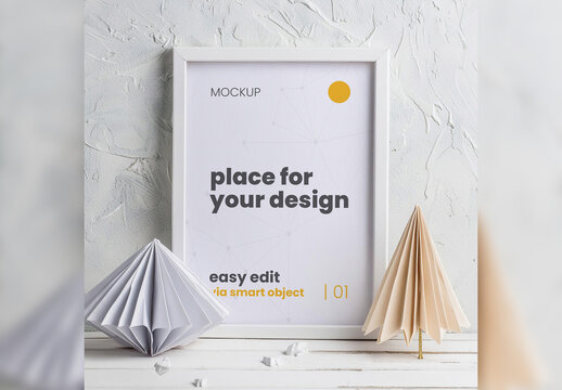 Paper Shapes Poster Frame Mockup 03 Generative Ai