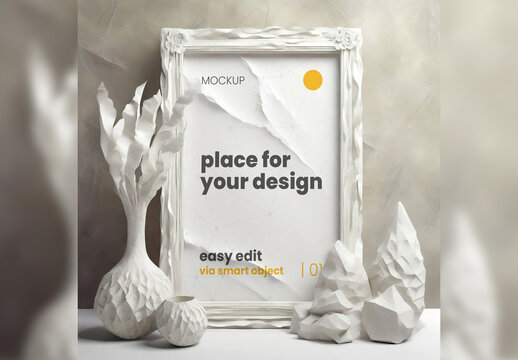 Paper Texture Art Frame Poster Mockup 02 Generative Ai