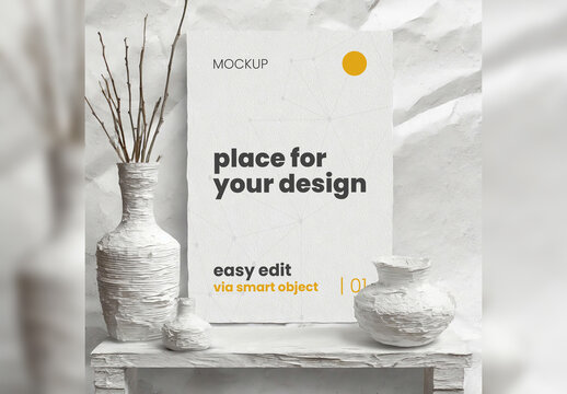 Plasticine Art Style Poster Frame Mockup Generative Ai