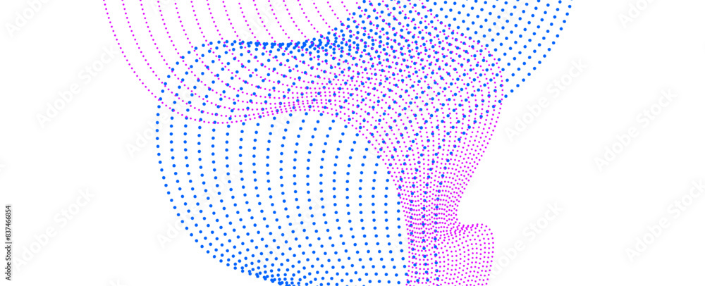 Wall mural futuristic technology style background. beautiful wave shape array of glowing dots. wave abstract pa