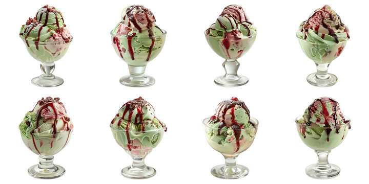 Set of Spumoni Ice Cream isolated on transparent png background. Generative ai