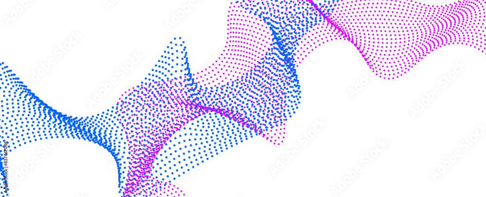 Wall mural futuristic technology style background. beautiful wave shape array of glowing dots. wave abstract pa