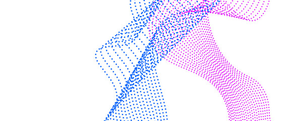 Futuristic technology style background. Beautiful wave shape array of glowing dots. Wave abstract particle flow. banner, cover, poster, card. Digital Sound Equalizer. vector illustration