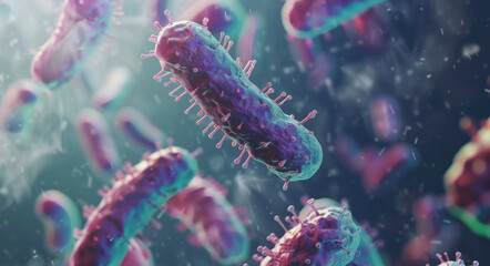 Fototapeta premium A closeup of bacteria and their network in the human body.