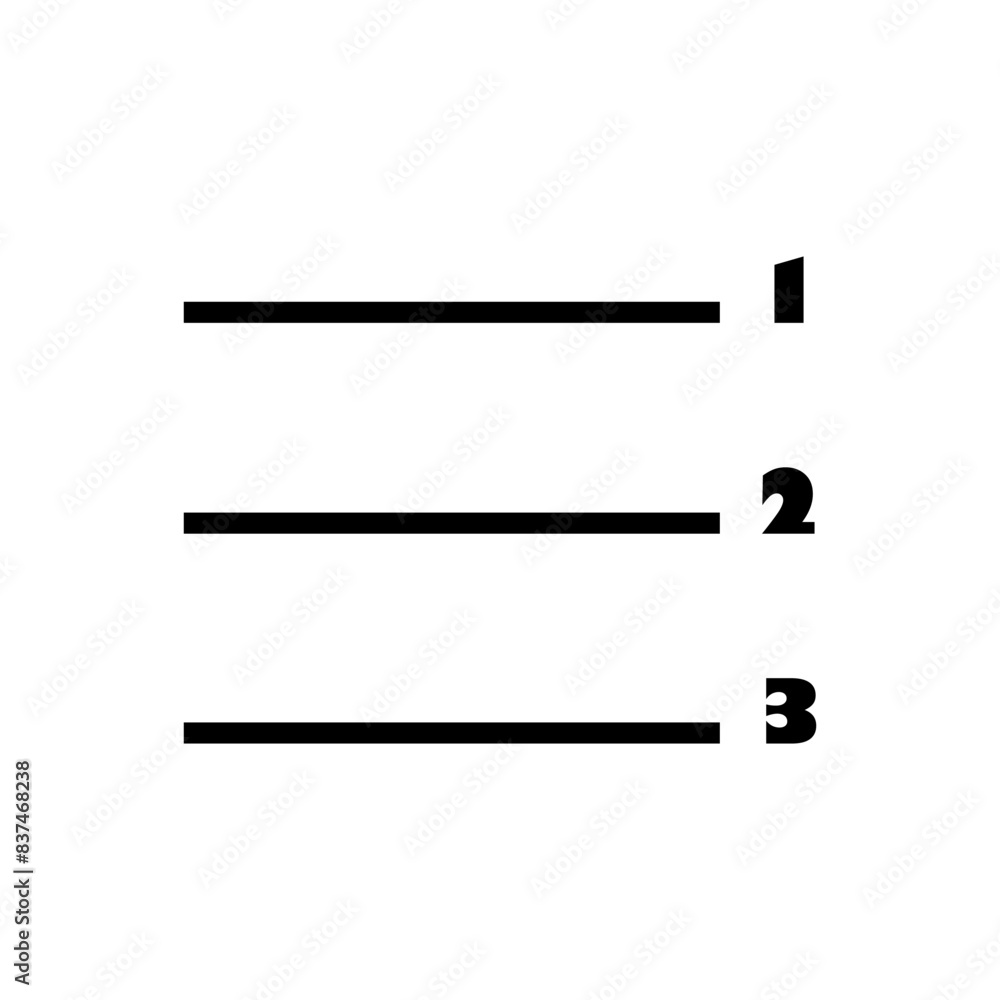 Poster numbered list icon. horizontal lines. monochrome design. vector symbol.