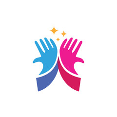 Colorful high five toss logo design. Abstract vector illustration.