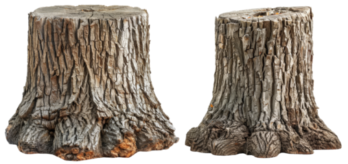 Tree stumps, isolated on transparent or white background