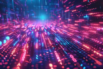 Obraz premium Digital Binary Technology Background created with Generative AI