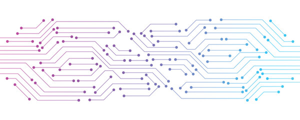 Circuit Board Electronics Digital Technology Banner Blue. Central Computer Processors CPU Concept. Motherboard Digital Chip.