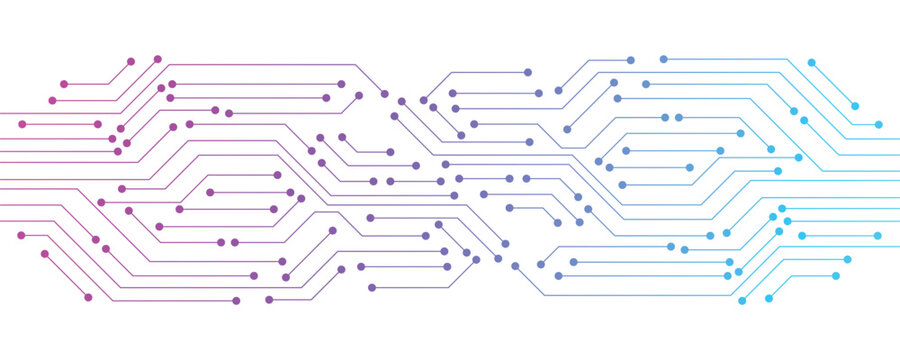 Circuit Board Electronics Digital Technology Banner Blue. Central Computer Processors CPU Concept. Motherboard Digital Chip.