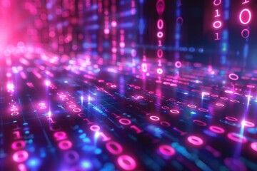 Obraz premium Digital Binary Technology Background created with Generative AI