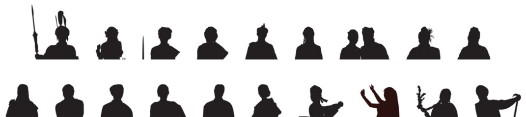 Fototapeta premium indian different state traditional people dress avatar profile set silhouette