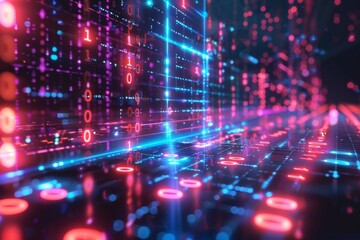 Digital Binary Technology Background created with Generative AI