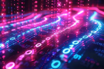 Obraz premium Digital Binary Technology Background created with Generative AI