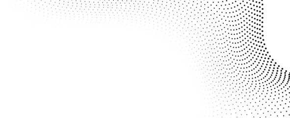 Gray and white color tone dotted lines banner, background. Black and white halftone effect perspective background. Ideal for cover, poster, flyer, banner, website. vector illustration