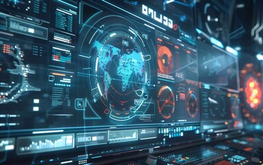 Fototapeta premium AI (Artificial Intelligence) concept. Deep learning. Very advanced GUI (Graphical User Interface).