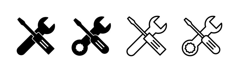 Repair tools icon set. tool icon vector. setting icon vector. Wrench and screwdriver. support, Service
