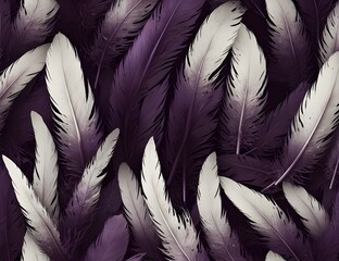 Fototapeta premium Beautiful collection purple feather isolated on white background