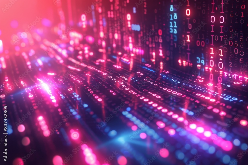 Wall mural digital binary technology background created with generative ai