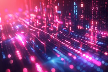 Naklejka premium Digital Binary Technology Background created with Generative AI