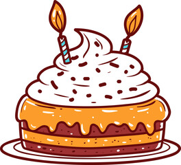 Birthday cake, hand-drawn icon.