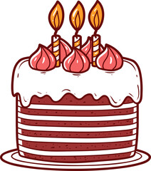 Birthday cake, hand-drawn icon.