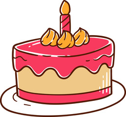 Birthday cake, hand-drawn icon.