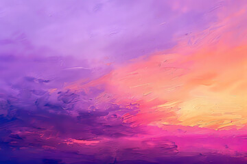 Bright sunset sky blending shades of purple and orange, creating a vivid, abstract background. Perfect for design use, posters, and digital art projects with ample copy space.