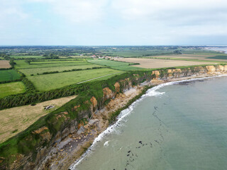 Bunkers and bomb craters at pointe du Hoc, France
