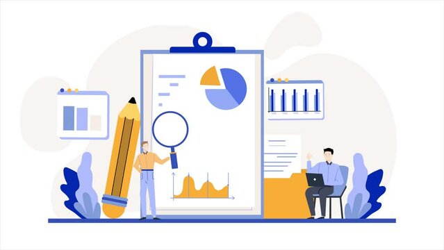 manager reviewed analyst team business animated illustration. business animation video
