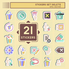 Sticker Set Delete. related to Delete Button symbol. simple design illustration