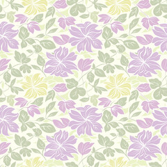Floral variety color, form natural, seamless fabric pattern.