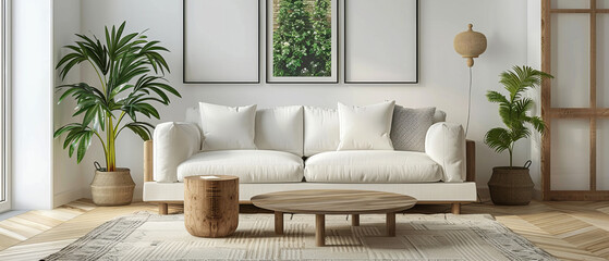 Modern and cozy minimalist living room setup