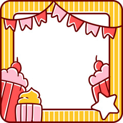 Birthday frame icon with hand-drawn styled