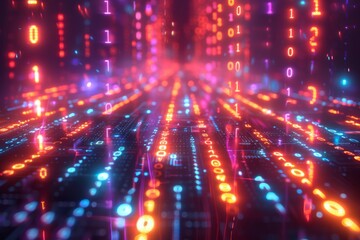 Obraz premium Digital Binary Technology Background created with Generative AI