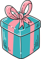 Gift, hand-drawn birthday icon.