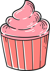 Muffin, hand-drawn birthday icon.