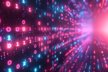 Fototapeta premium Digital Binary Technology Background created with Generative AI