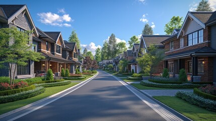 Modern Suburban Neighborhood Street