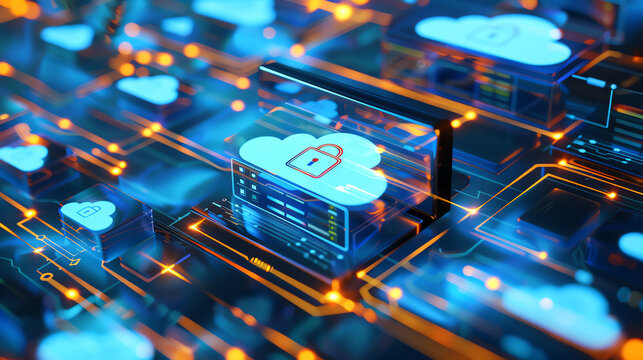 Cloud storage interface, organized folders, seamless file management, top view, showcasing modern data storage solutions, digital tone, vivid color scheme.