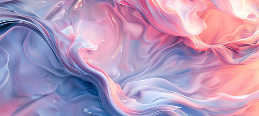 Obraz premium Delicate distortion in abstract art, soft waves, gentle colors, top view, showcasing refined digital aesthetics, digital tone, vivid color scheme.