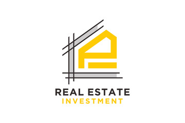 Letter P for Real Estate Remodeling Logo. Construction Architecture Building Logo Design Template Element.