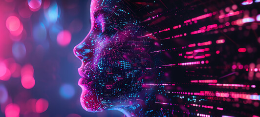 Minimalist error in digital interface, minor pixel shifts, clean design, side view, showcasing elegant digital effects, cybernetic tone, Triadic color scheme.