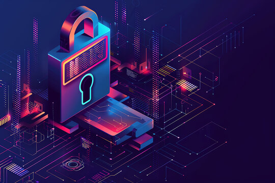 HTTPS lock with URL bar, secure connection, modern design, side view, showcasing data encryption, cybernetic tone, Triadic color scheme.