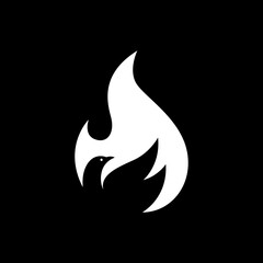 swan fire flame flat modern logo design vector