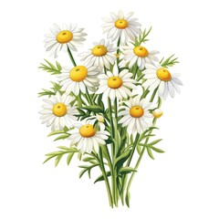 Fototapeta premium a watercolor illustration of Chamomile clipart, herb element, isolated on white background