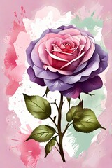 Single Rose with Watercolor Effect