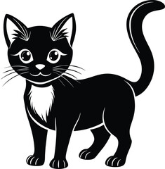 Obraz premium black and white cat illustration