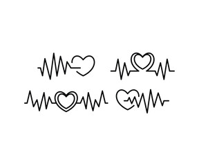 heart rate symbol sign icons vector design simple line flat illustration collections sets isolated